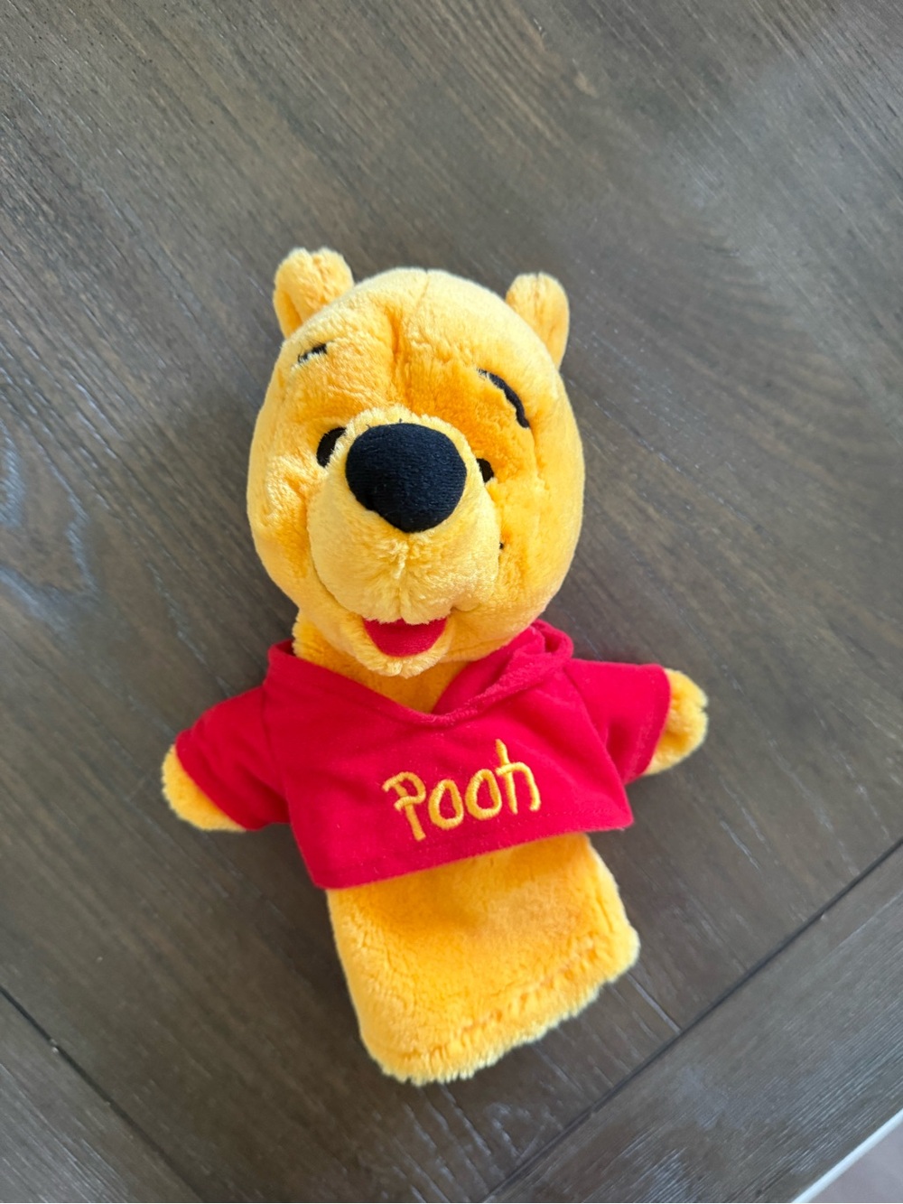 Disney Winnie the Pooh Plush Hand Puppet in Yellow and Red